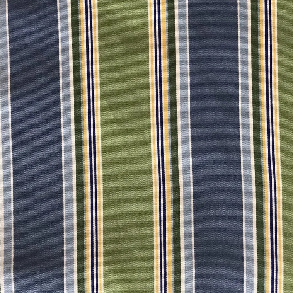 Blue & Green Striped Upholstery Fabric 19” x 80” Lot Of 2 Panels